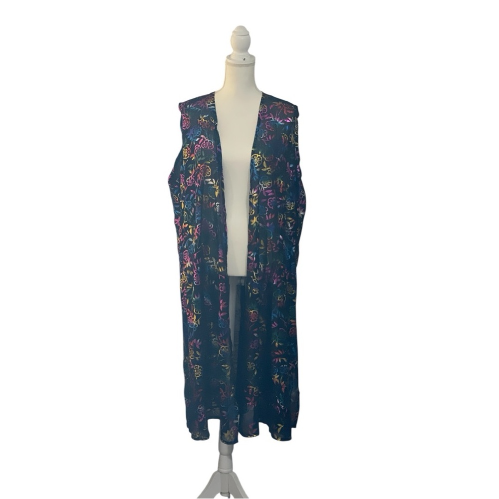 LuLaRoe XL Joy Vest Elegant Collection Rainbow Floral